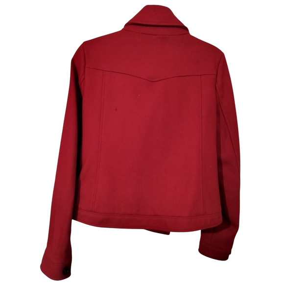 3242) Old Navy Red Double Breast Wool Blend Long Sleeve Jacket Coat Medium - Picture 3 of 8
